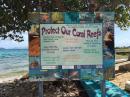 sign for coral reef protection: at Sapphire Marina beach
